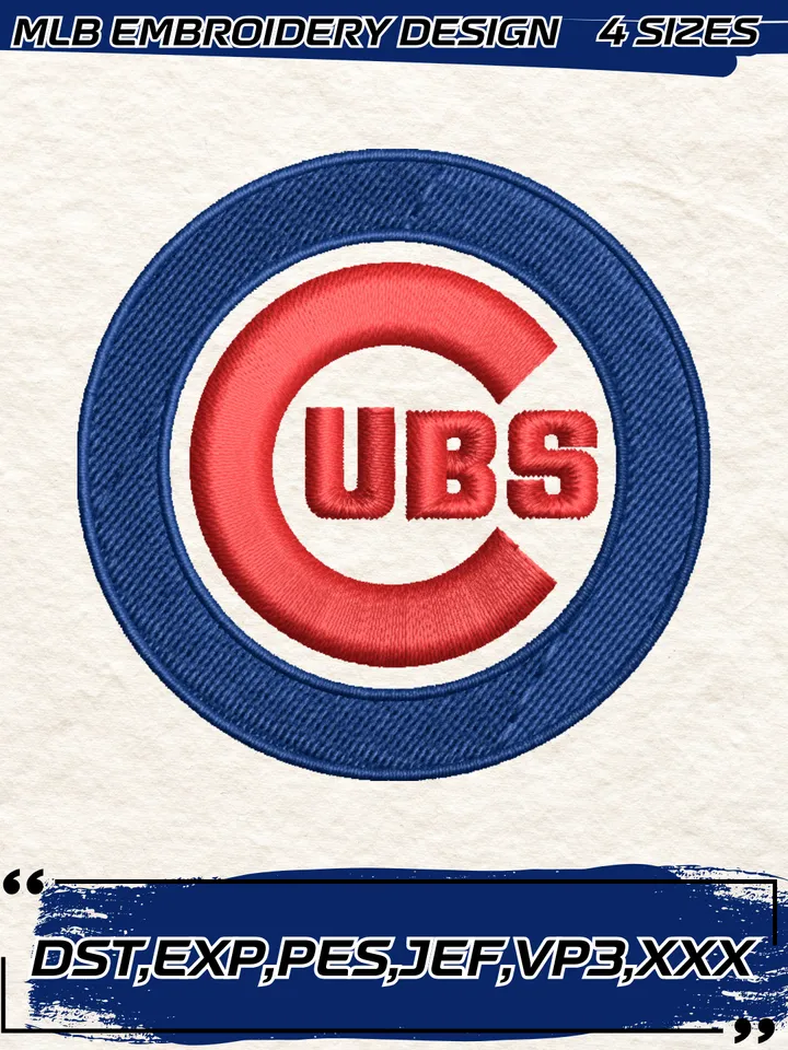 Chicago Cubs Logo Embroidery Design,MLB Embroidery Design,Machine Embroidery Design File,4 Sizes, Digital Download