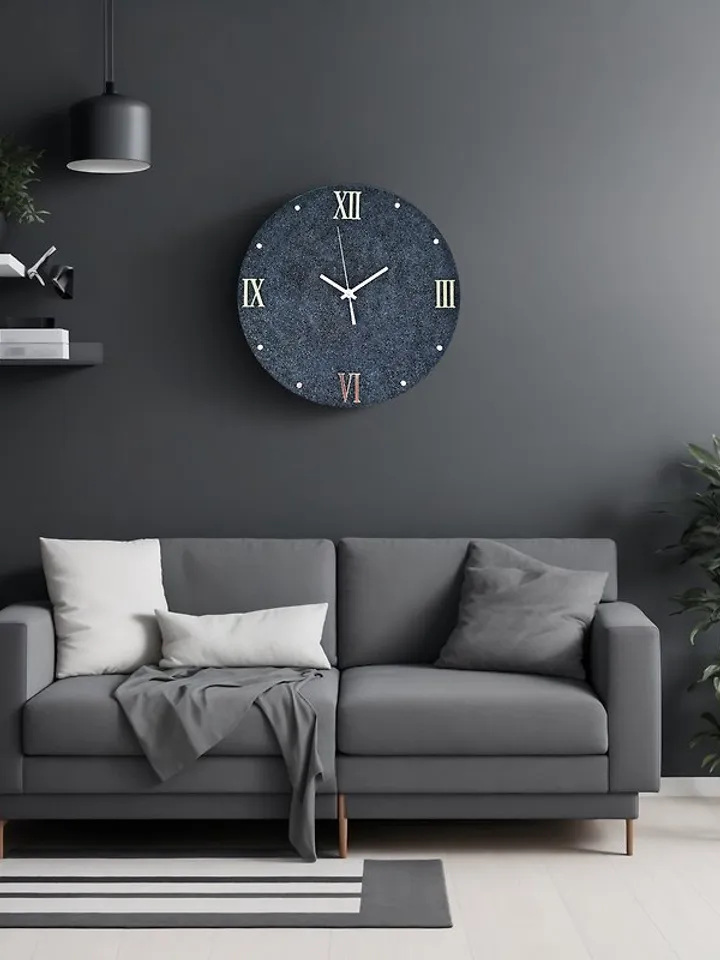 Large gray stone wall clock 40 cm Modern wall clock Unique clock Silent clock