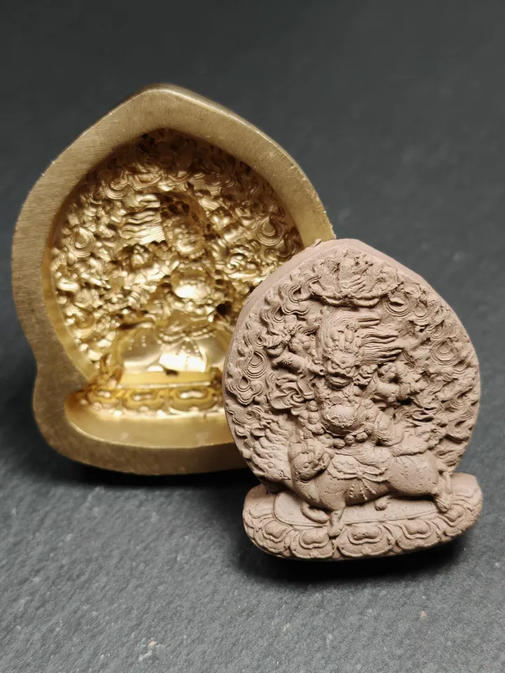 Dorje Gotrab Tsa Tsa Mold,Old Version Vajra Armor of Wrathful Guru Rinpoche,5cm Height,Gandhanra Unique Tibetan Buddha Tsha Tsha Mould
