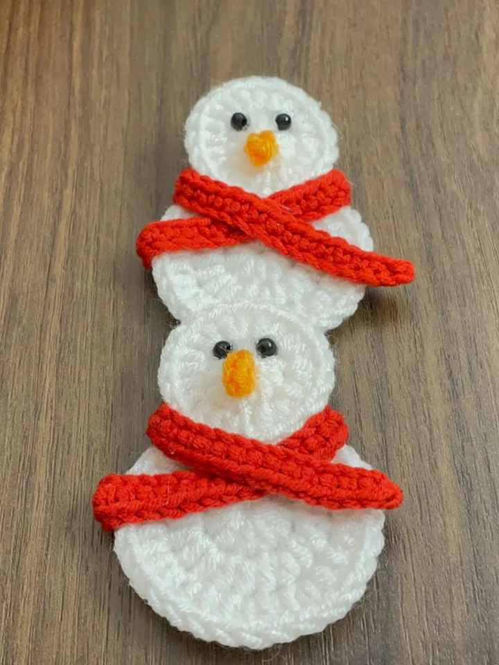 Easy Crochet Snowman Pattern - Nordic Yarn Art  For New Year Home Decor - Little Snowman with Scarf
