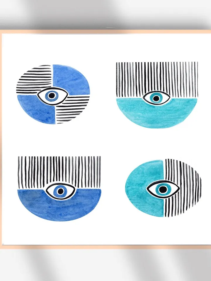 Evil Eye Poster, Watercolor Evil Eye, Evil Eye Poster Nazar Poster Evil Eye Decor Wall Decor Turkish Wall Art Greek Art Blue Art Boho