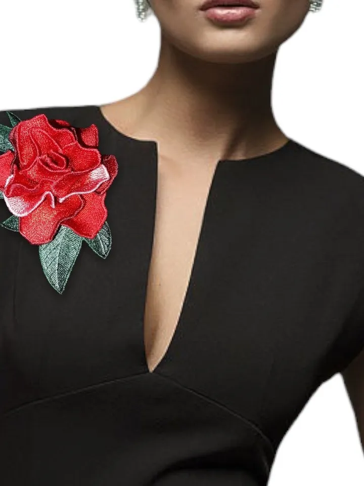 Rose brooch FSL machine embroidery designs Free standing lace embroidery pattern 3D flower embroidery motif Flower FSL embroidery brooch FSL