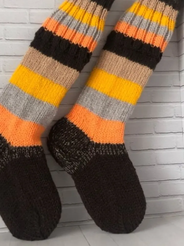 Warming Knee Socks Knitted Handmade