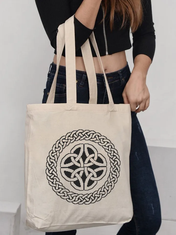 Celtic knot cross stitch pattern download PDF Mandala pattern digital PDF, Monochrome cross stitch chart, Celtic embroidery, Home decor #M70