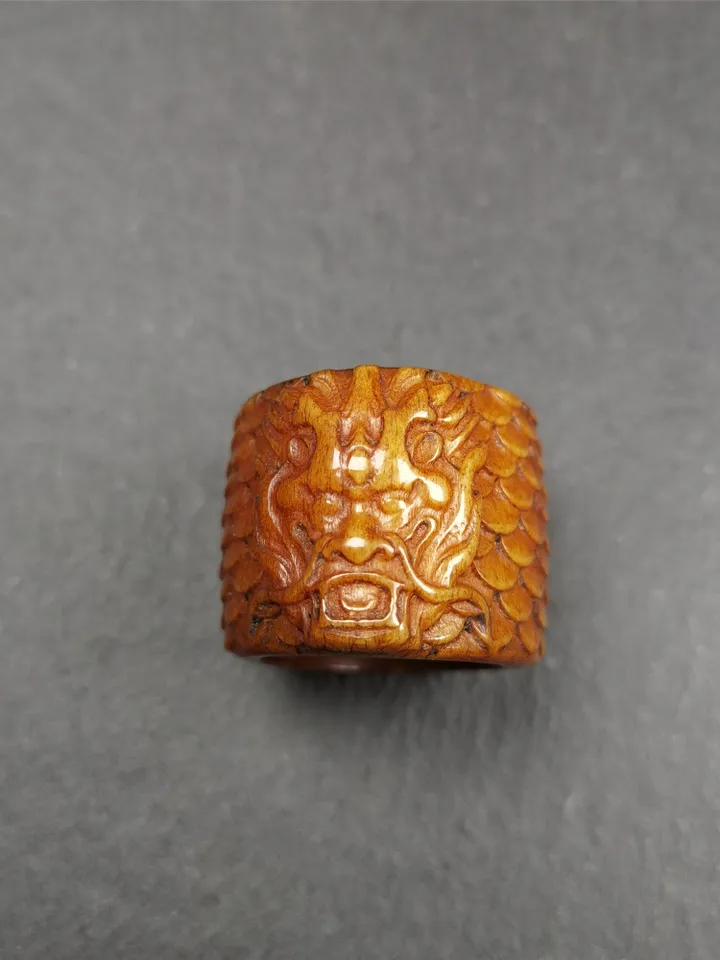 Gandhanra Handmade Big Thumb Ring for Men,Yak Bone Carved,Dragon Pattern,0.87&quot;