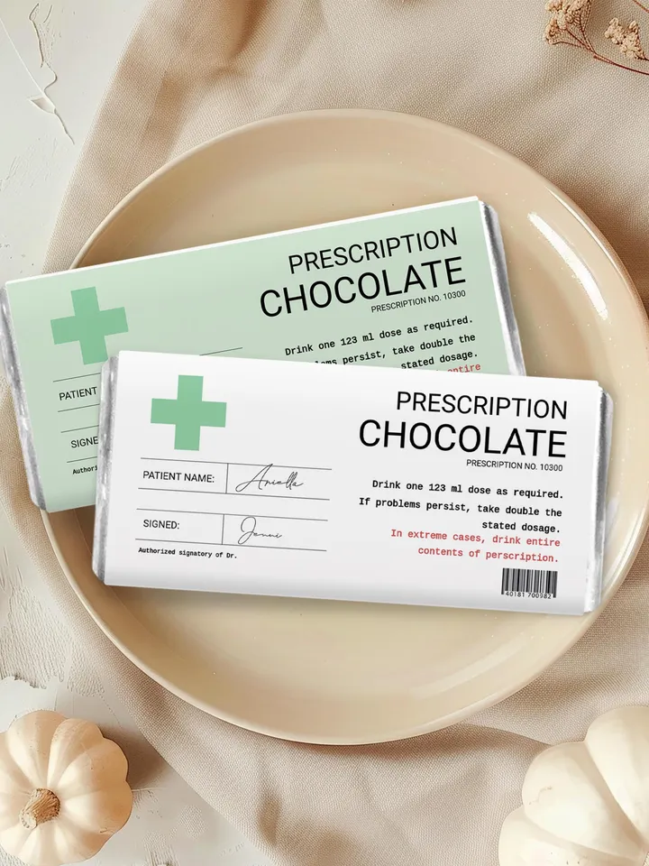Personalized Prescription Chocolate; Editable & Printable fun novelty gift Birthday, Christmas, gift for her; instant download