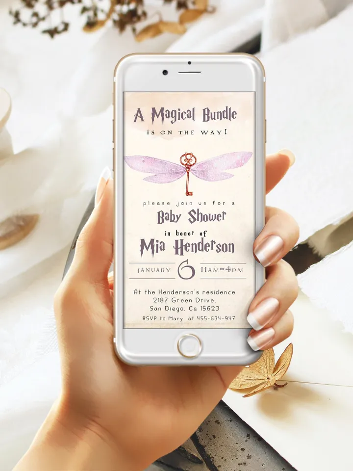 Wizard Baby Shower Digital Invite; Magic School Baby Schower mobile Invite template; Magical Digital Baby Shower Invite; Baby shower canva