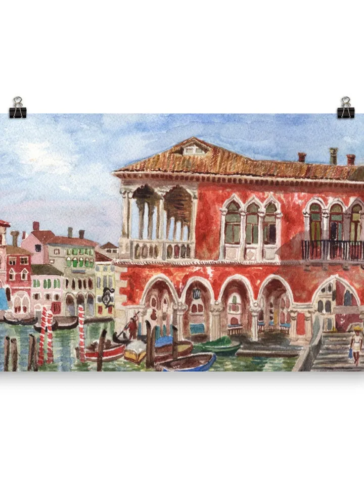Venice Wall Art Handmade Print Venetian Landscape Travel Painting Venice Canal Italy Art Italian Art Work Watercolor Landscape Travel Art