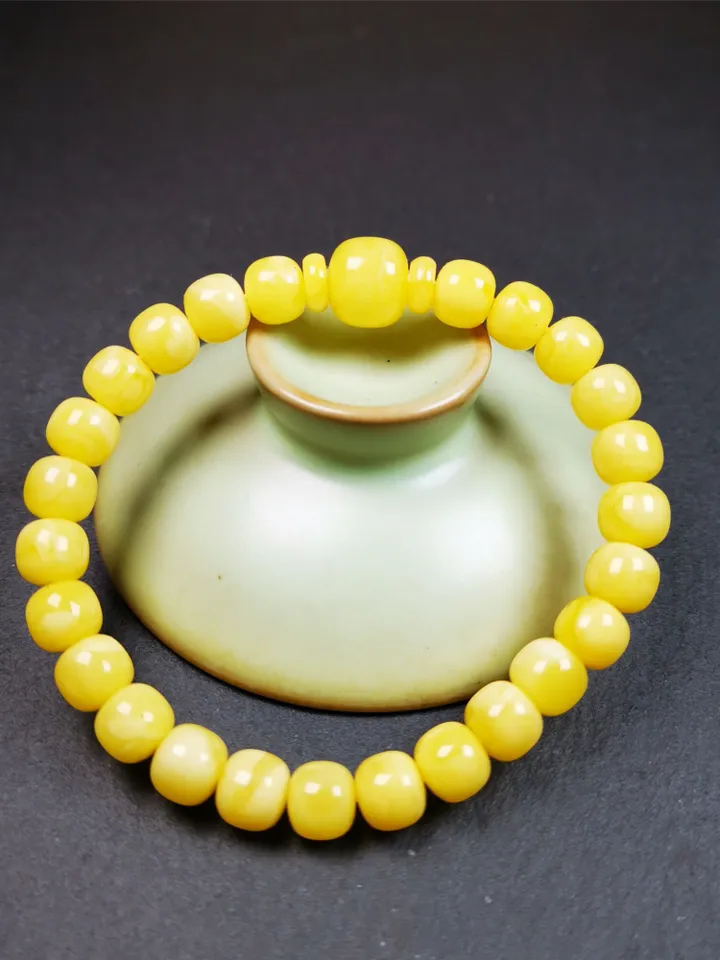 Gandhanra Tibetan Amber Beads Bracelet, 26 Beads,9.8"