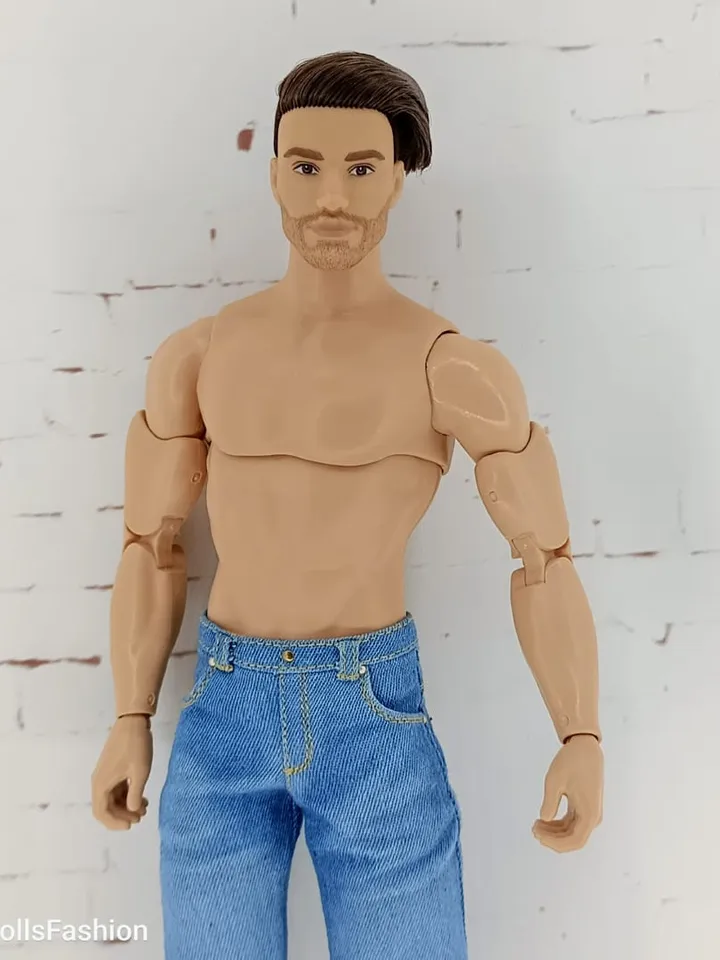 Light blue jeans for Ken with an athletic body type