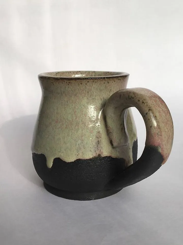 Rose, green and black galaxy glazed stoneware mug