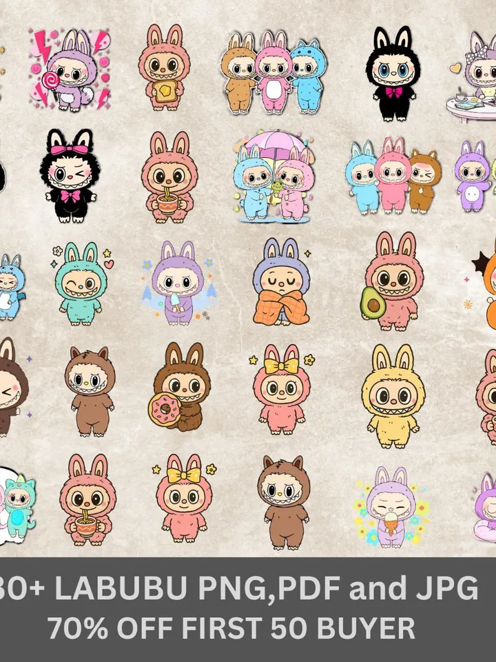 30+ Labubu Designs PNG, Vector Digital File for Cricut, Laser Cut La bubu PNG, T Shirt Sublimation, Instant Download Labubu Character Bundle