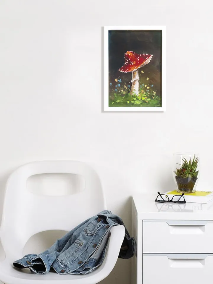 Mushroom Painting Fly Agaric ORIGINAL Oil Painting Framed Artwork by Nadya Ya Art