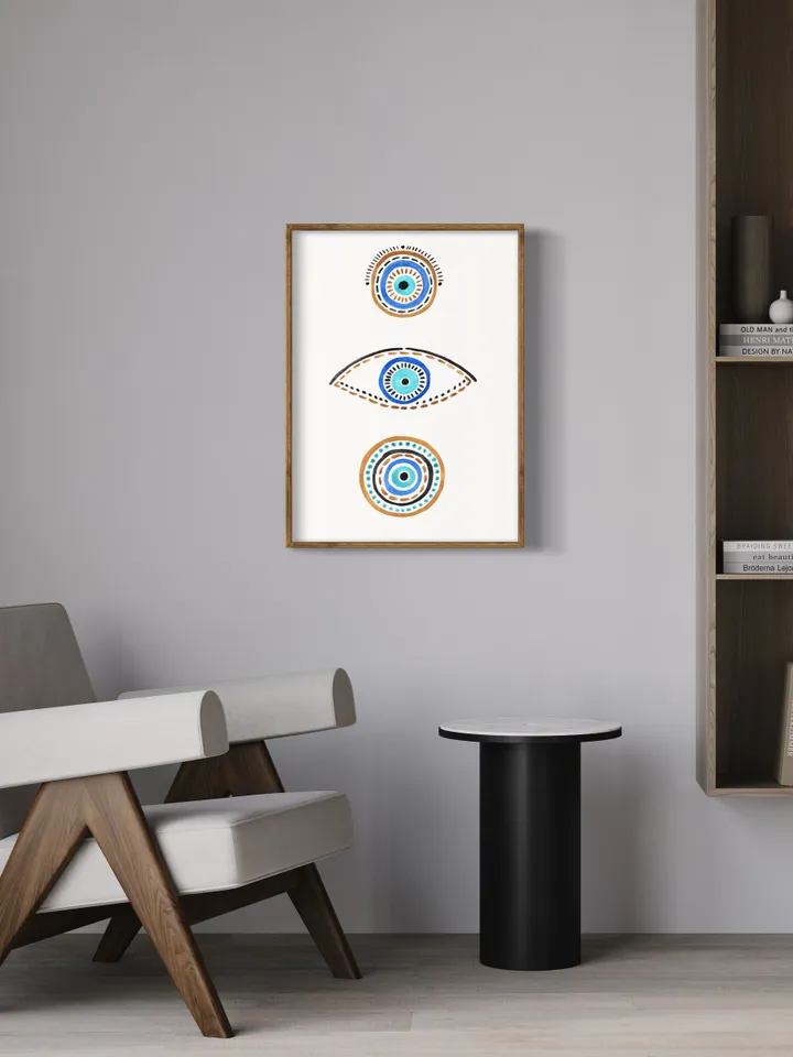 Evil Eye Print,Blue Evil Eye, Nazar Poster, Evil Eye Wall Decor, Abstract Blue Eye, Boho Eye Art Print, Turkish Evil Eye Art Poster