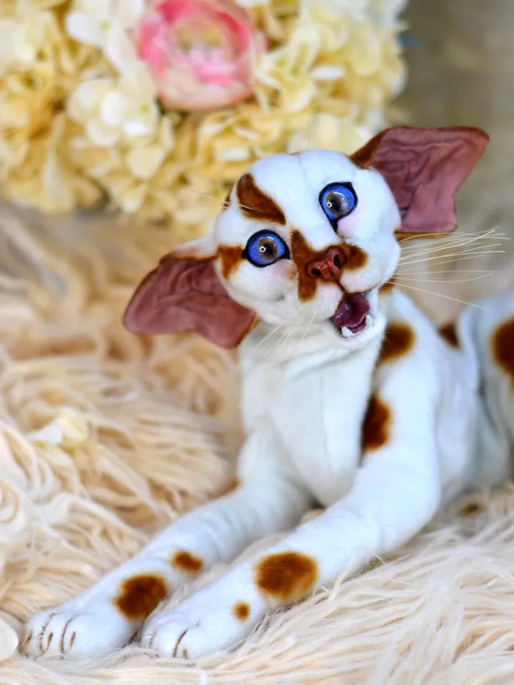 Realistic Stuffed Cat Toy - Portrait of a Domestic Plush Toy - Stuffed Cat - OOAK - Kitty