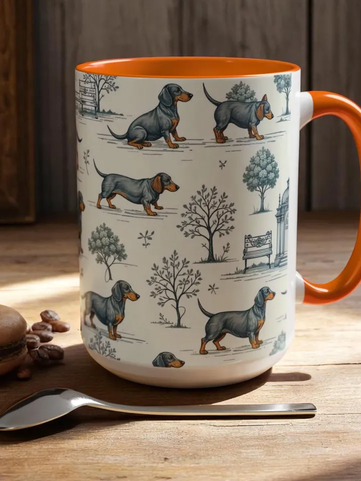 Dachshund Coffee Mug, Cute Dog Design - Ideal Gift for Pet Owners, Dog Lovers, Animal Enthusiasts, Birthdays - 11, 15oz Accent Mug,
