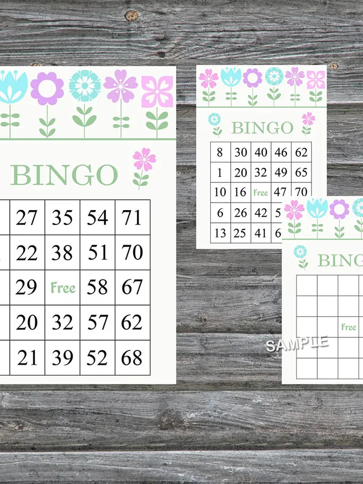 Flowers bingo game card,Floral bingo game card,Floral Printable Bingo,Flower themed bingo game,INSTANT DOWNLOAD-125
