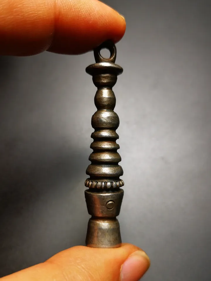 Gandhanra Handmade Tibetan Buddhist Ritual,Stupa,Pagoda,Buddhist Tower Amulet Pendant,Made of Cold Iron