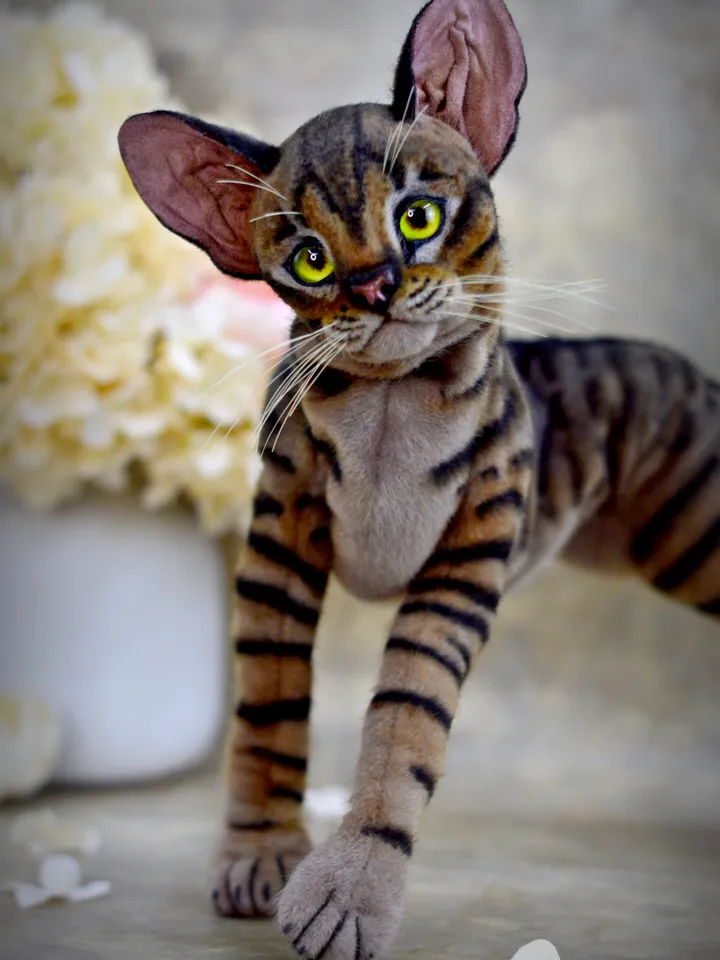 Realistic Stuffed Cat Toy - Portrait of a Domestic Plush Toy - Stuffed Cat - OOAK - Kitty