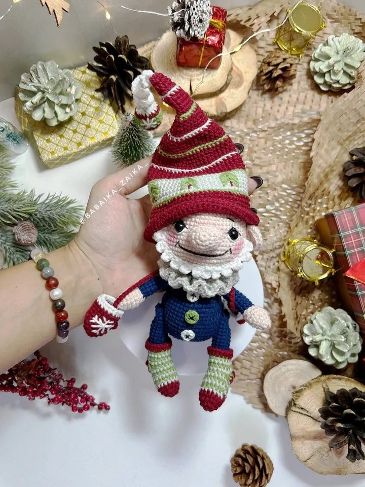 PDF Crochet Pattern Christmas Cute Gnome doll, Santa Gnome, Christmas ornaments, Christmas Decor, Christmas Toy, Scandinavian Gnome
