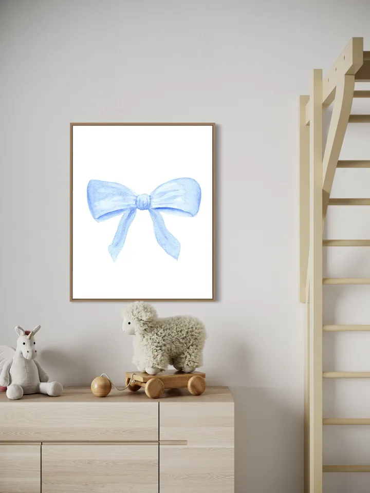 Blue Bow Watercolor Painting Art Print, Hamptons Style Decor, Baby Boy Nursery, Boys Room Ideas, Cute Bow Wall Art Print, Little Boy Gift