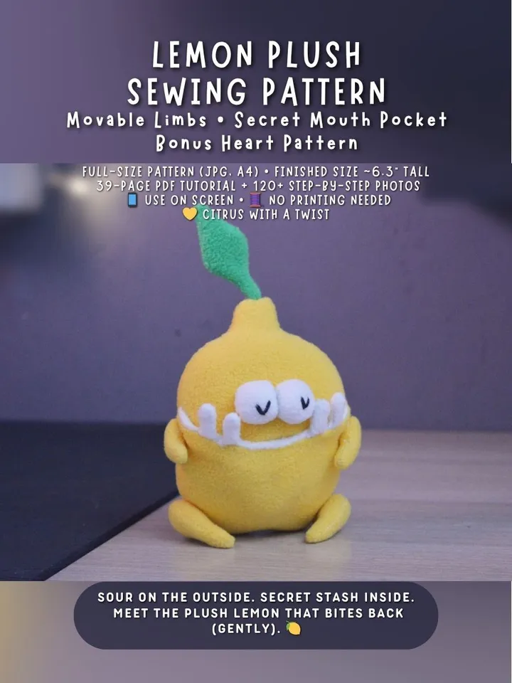 PDF Plush Lemon Pattern – Fleece Softie Toy Tutorial