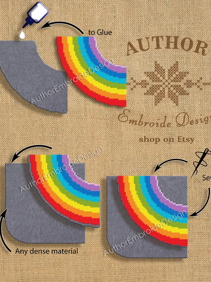 Rainbow Corner bookmark cross stitch pattern download PDF Rainbow cross stitch chart Handmade bookmark digital pattern PDF, LGBTQ gift #B301