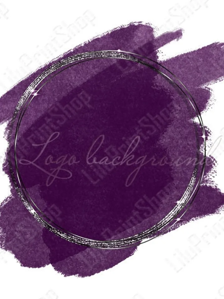 Purple Logo design Png Purple and silver logo Background of Brush stroke. Purple and black silver frame. Digital instant download