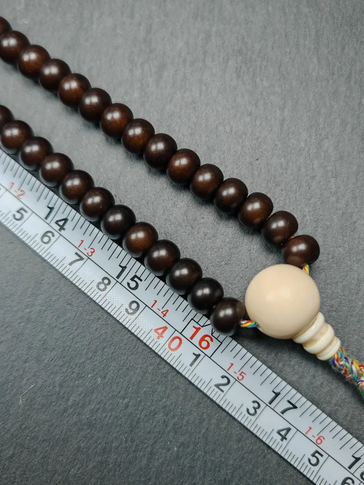 Gandhanra Old Tibetan 108 Prayer Beads,9.6mm Bodhi Root Bead Mala Necklace,Meditation Rosary,Spiritual Gift, 33" Length