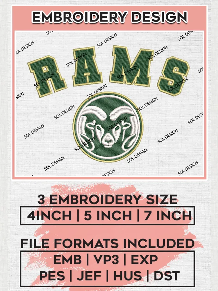 NCAA Rams College Football Team Logo embroidery designs, NCAA Colorado State Rams Logo Machine embroidery files, NCAA Team Logo embroidery designs, NCAA Game Day Machine embroidery designs, Digital Download