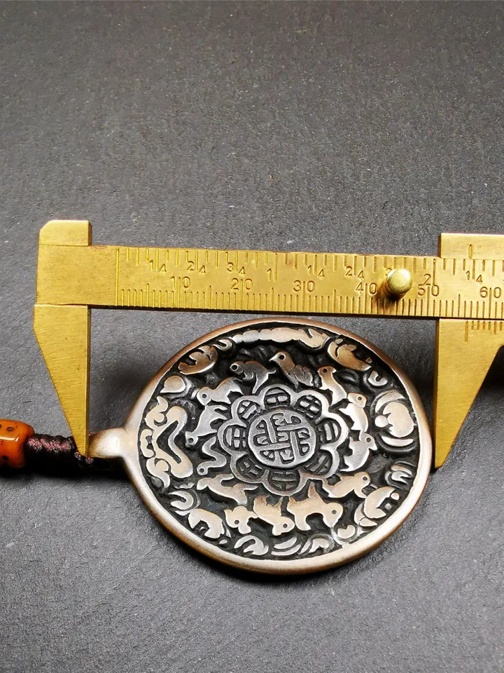 Gandhanra Antique SIPAHO(srid pa ho) Amulet, Tibetan Buddhist Astrology Calendar Badge,12 zodiac Melong Mirror, Jiugong Bagua,30 Years Old