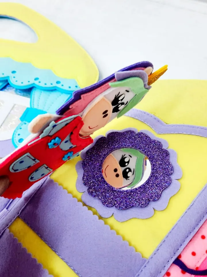 Magic unicorn house, Doll house and toy with clothes, Little girls handbag, Felt books for toddlers