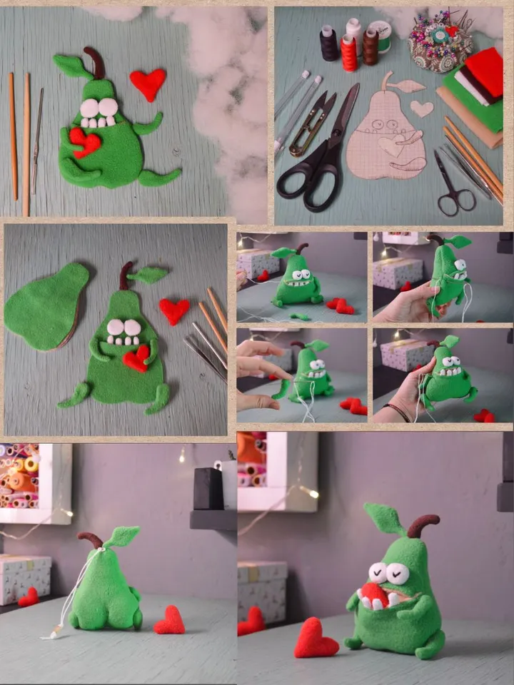 PDF Plush Toy Pattern – Fleece Pear Softie with Pocket Mouth