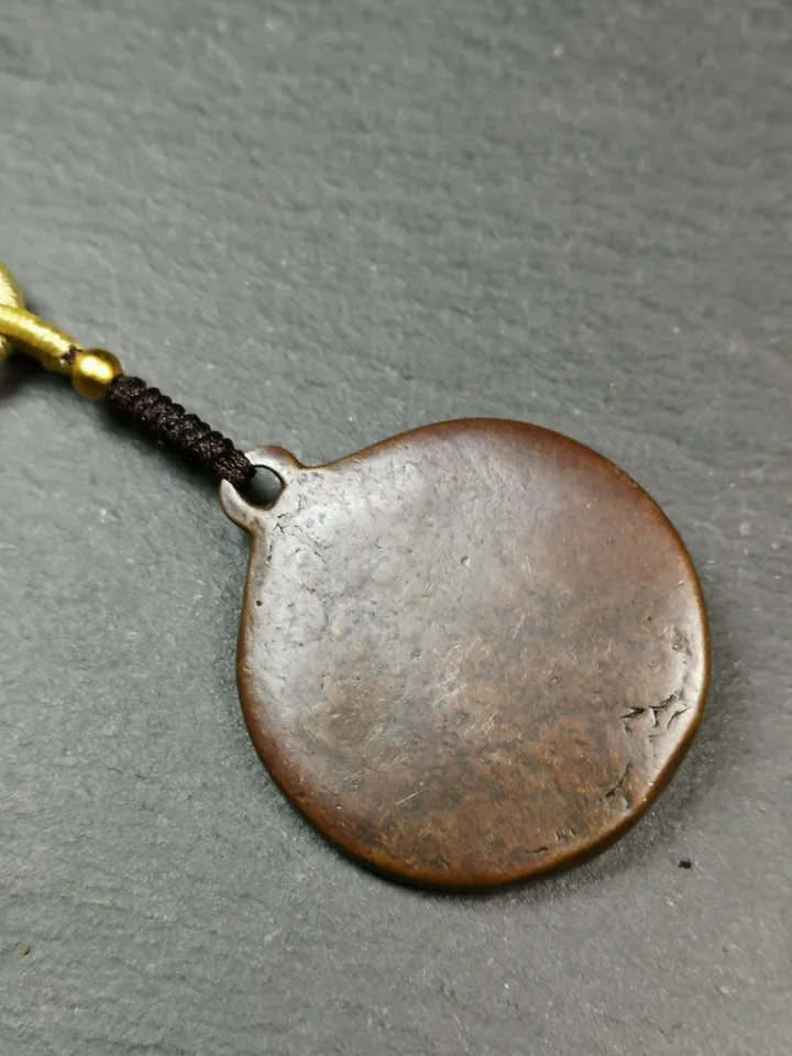 Gandhanra Antique Tibetan Thokcha Amulet,Chakrasamvara with Vajravarahi Badge, Buddhist Protector Deity Pendant,1.3"