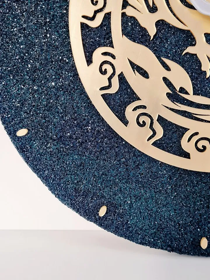 Natural stone wall clock dragon 35 cm Handmade Unique clock Silent wall clock