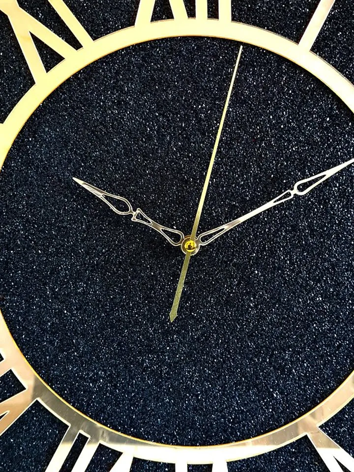 Large black wall clock 50 cm Golden dial Handmade art clock Silent wall clock