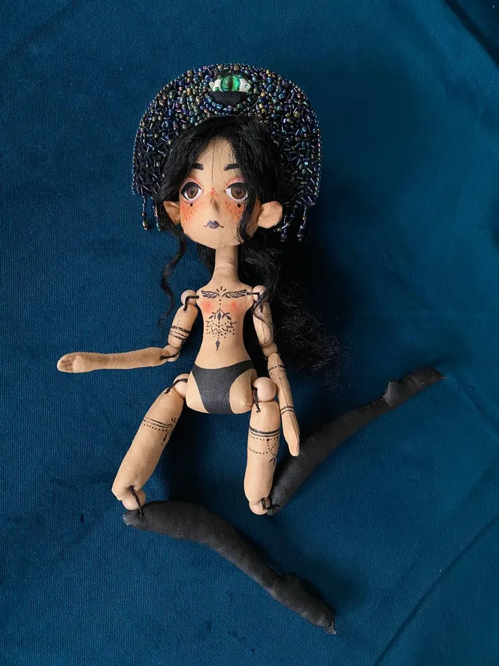 Gothic doll with tattoos. Wednesday Addams doll