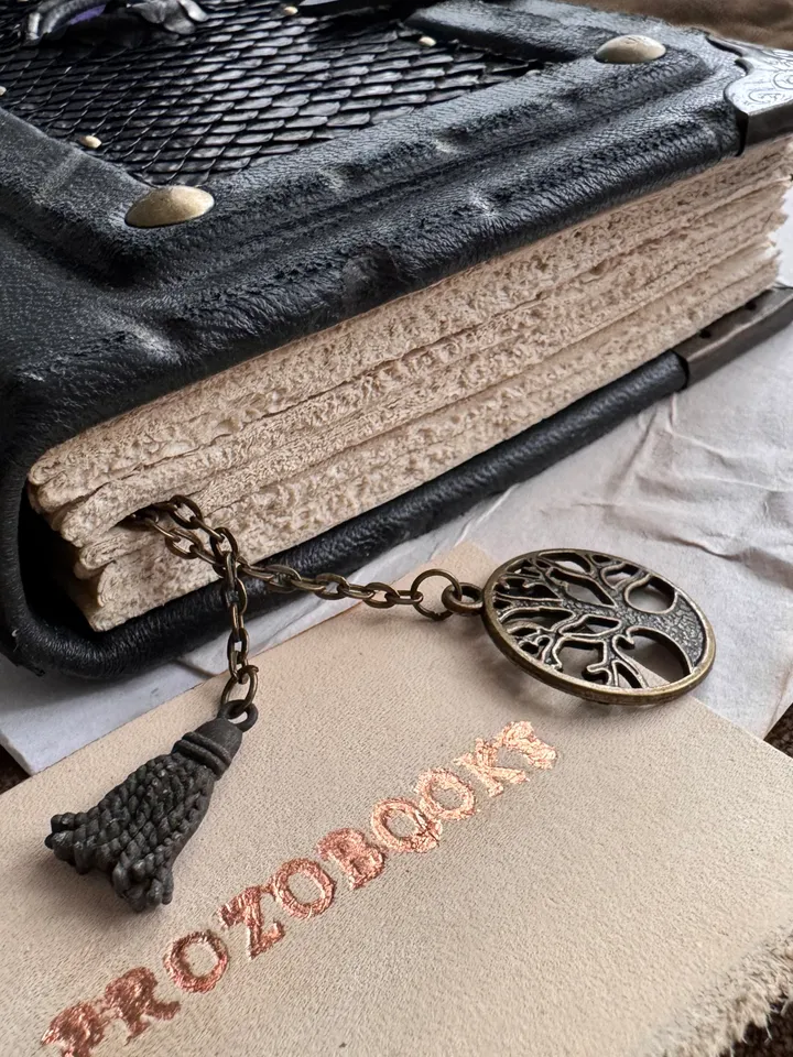 Notebook with an eye made of genuine leather, grimoire, book of shadows.