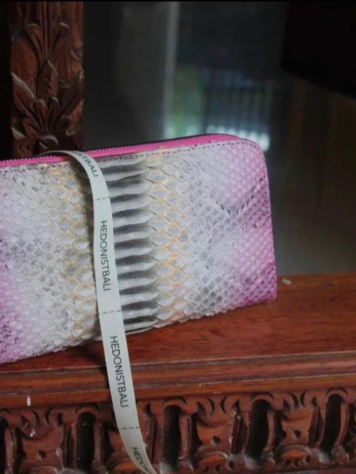 Genuine python skin wallet light pink classy multicoloured, woman wallet men wallet, unisex wallet leather pythonskin,design wallet handmade