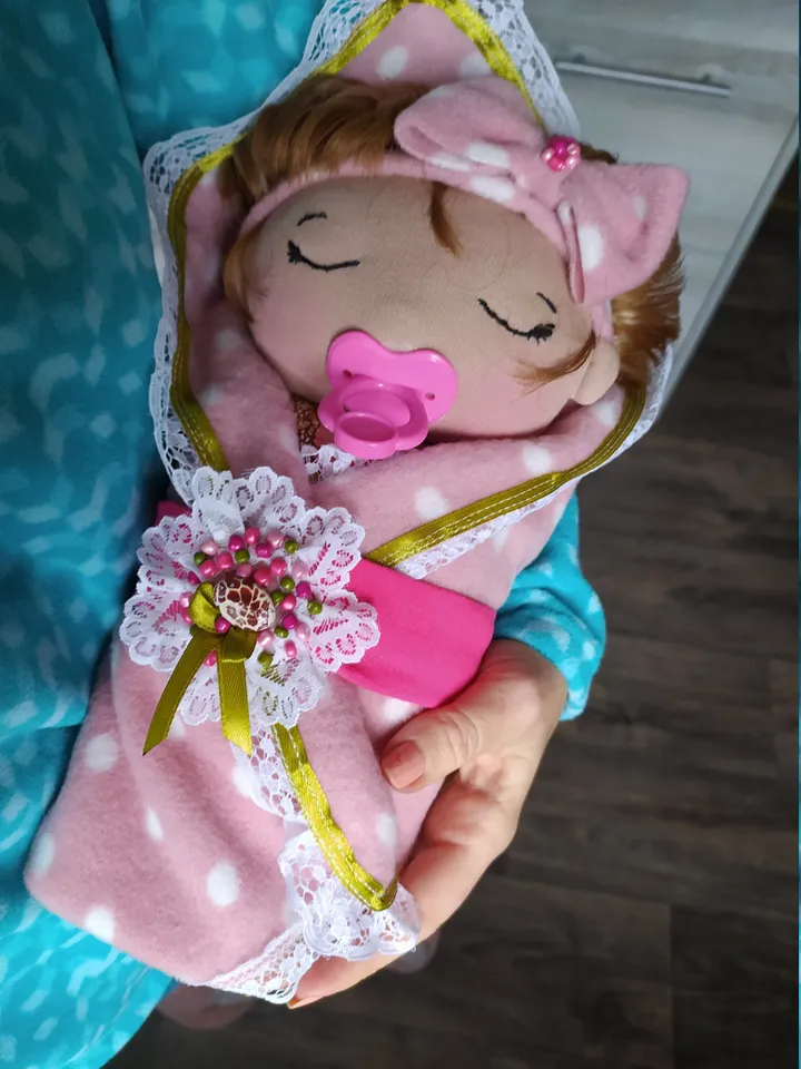 doll with pacifier,newborn baby,in a blanket,baby doll,role-playing doll,newborn girl,sleeping baby,child of god,rag doll gift