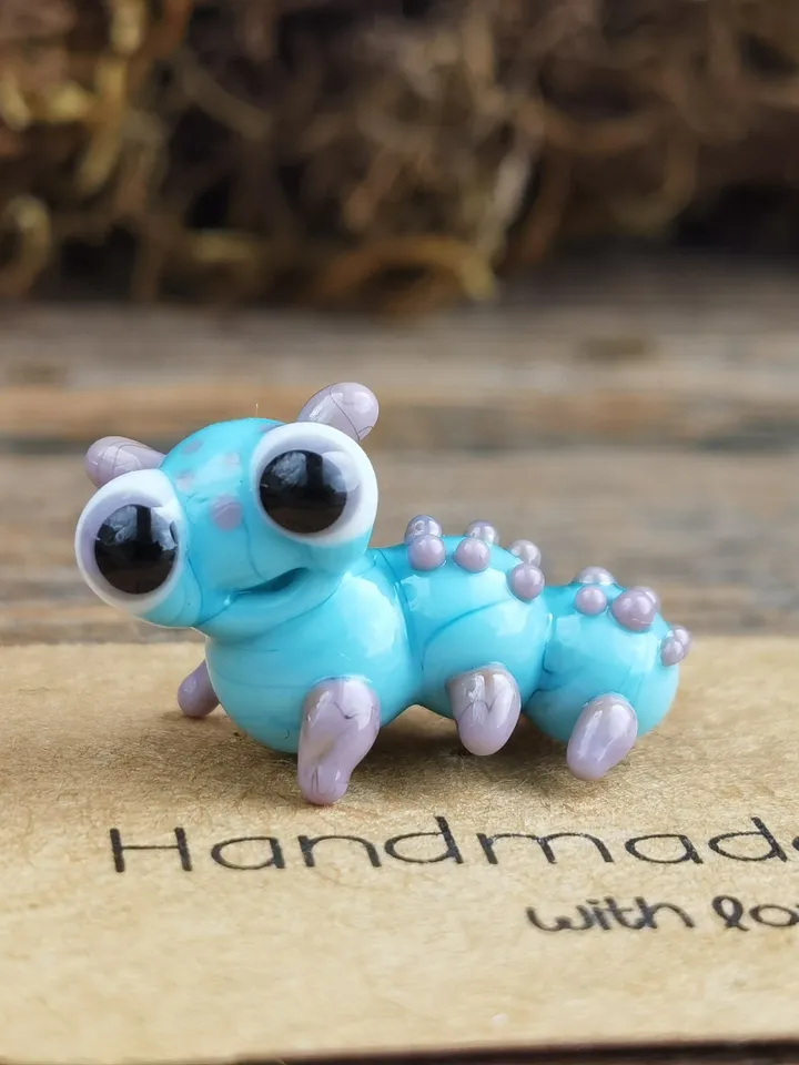 GLASS Caterpillar figurine Miniature caterpillar Glass figurines aquarium decoration miniature animals tiny glass animals terrarium figurine