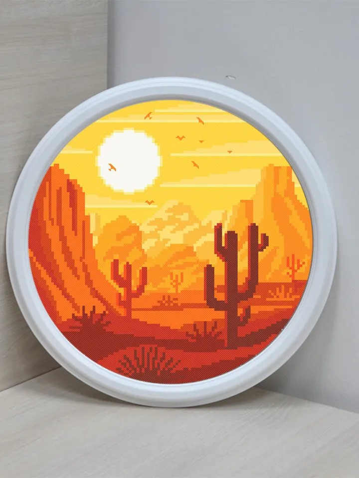 Nature cross stitch pattern download PDF Desert landscape cross stitch chart National park embroidery PDF Desert plant cross stitch #L24