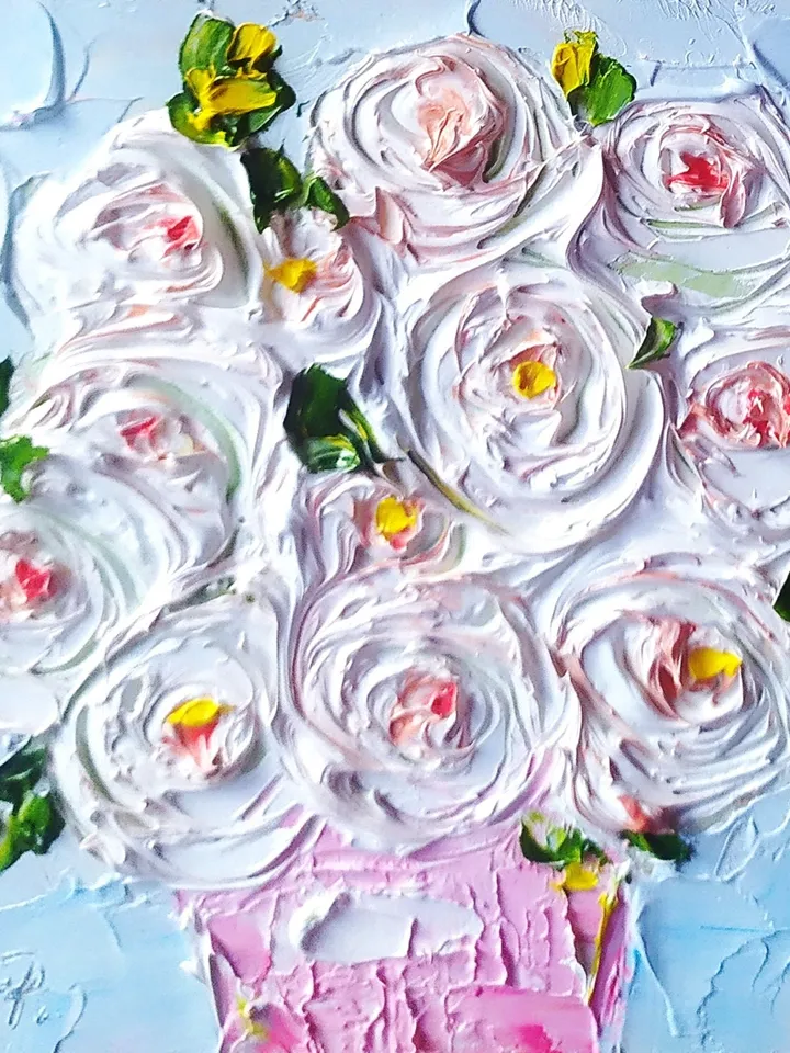 Ranunculus Painting Flowers Original Art 4 x 4 Ranunculus Art Impasto Oil Painting Floral painting by ArtProkopaloSv