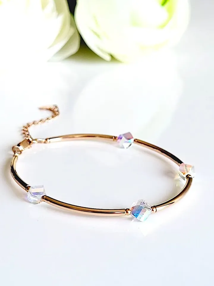 Bracelet Silver gold plated 925, with crystals