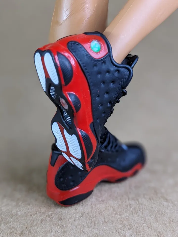 Premium black & red sneakers for 12 inch male dolls