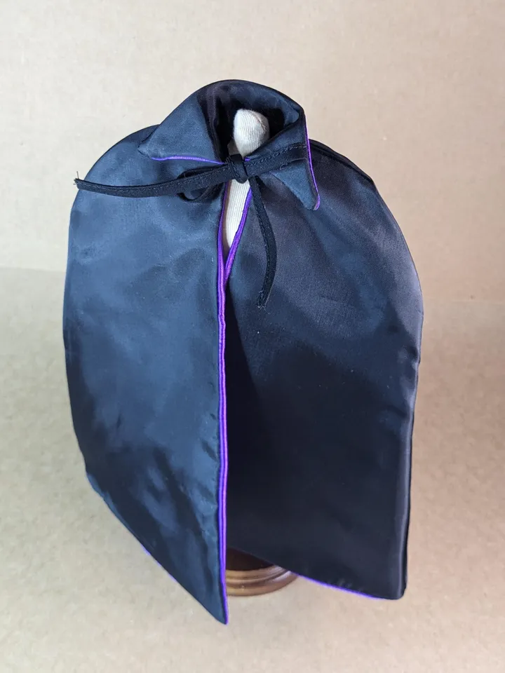 Handmade two-sided black & purple Halloween Vampire cape for 11 inches fashion dolls