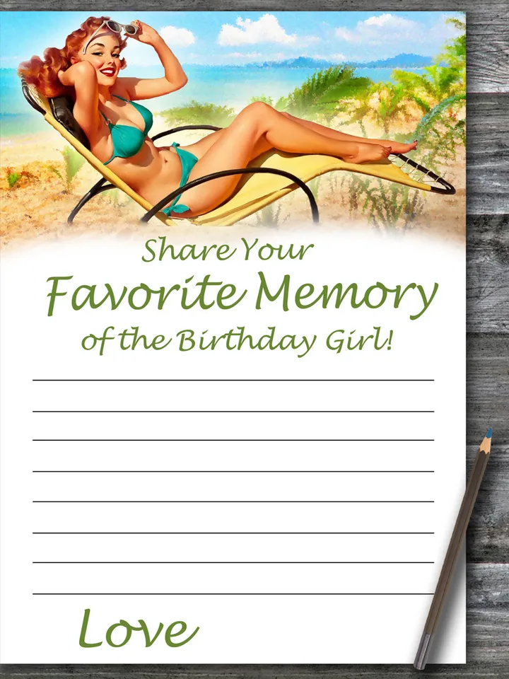 Pin up Favorite Memory of the Birthday Girl,Adult Birthday party game printable-fun games for her-Instant download