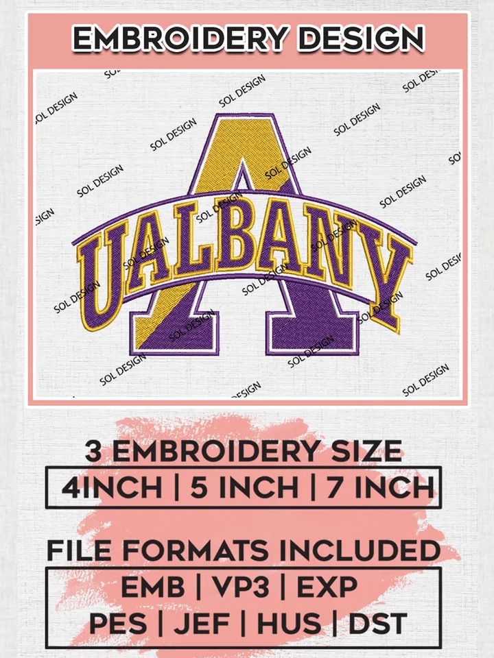 UAlbany NCAA Team Logo Machine Embroidery Design, NCAA UAlbany Great Danes Embroidery Design Design files, NCAA Team Embroidery Designs, NCAA Machine Embroidery Designs, Digital Download