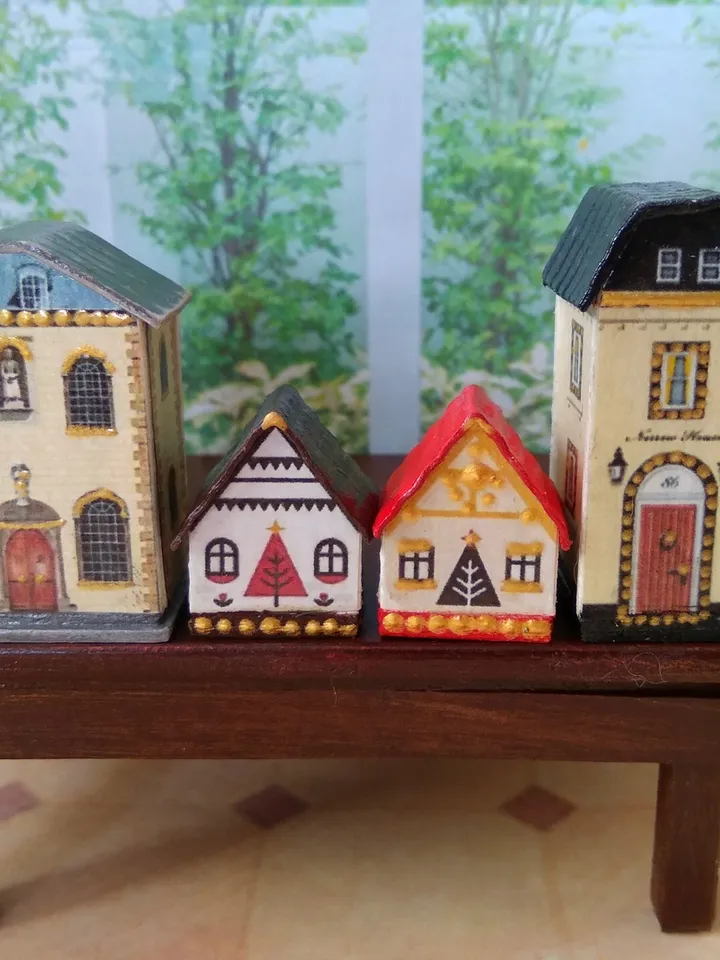 1:12 scale. Houses for cockle roomboxes. Doll toy.