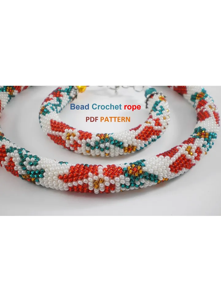 Bead Crochet rope pattern "Moldoveanca" necklace and bracelet Instant Download